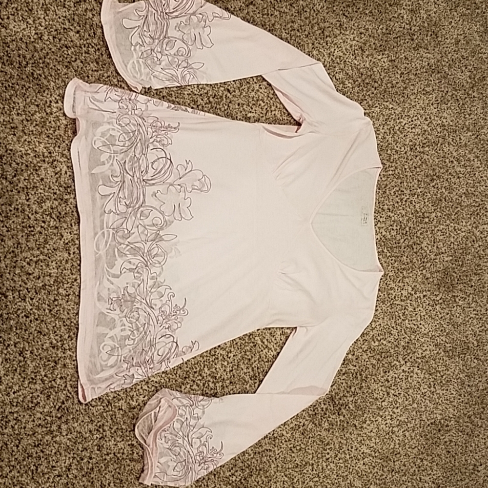 Sheer Pink Danskin flowy sleeve top